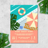 Housewärming Pool Party Tropical Pool Szene Einladung
