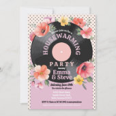 Housewärming Record Music Floral Blume 1950s Einladung (Vorderseite)