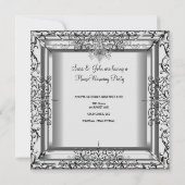 HouseWarming Silver White Champagne Kronier Einladung (Rückseite)