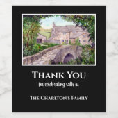 Housewärming Stone Bridge Aquarellmalerei Weinetikett (Einzelnes Label)