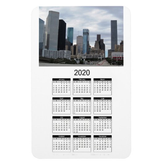 Houston 2020 Full Year Magnetic Calendar One Photo Magnet (Vertikal)