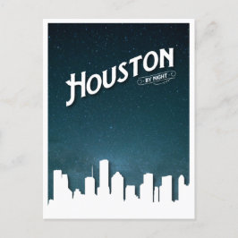 Houston by Night Skyline - Houston, Texas, USA Feiertagspostkarte