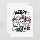 Houston City Texas Merry Christmas Cats USA Postkarte (Vorne/Hinten)