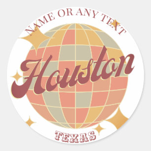 Houston City Texas USA Retro Dekoration Runder Aufkleber