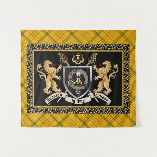 Houston Clan Abzeichen & Motto mit Löwen Wandteppich (Vorderseite (Horizontal))