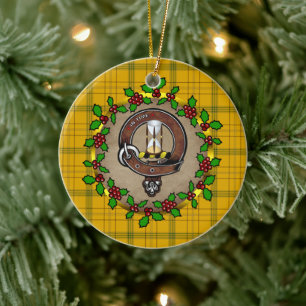 Houston Clan Abzeichen & Tartan Personalisiert Xma Keramik Ornament