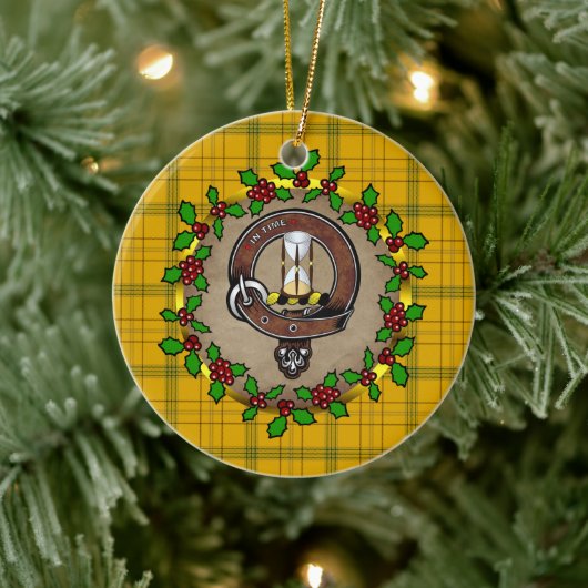 Houston Clan Abzeichen & Tartan Personalisiert Xma Keramik Ornament (Baum)