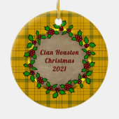 Houston Clan Abzeichen & Tartan Personalisiert Xma Keramik Ornament (Hinten)