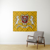 Houston Clan Abzeichen & Unicorns w/Tartan Wandteppich (Beispiel (Horizontal))