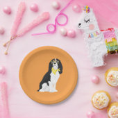 Houston der Tri Farbeunbekümmerte Spaniel-Hund Pappteller (Party)