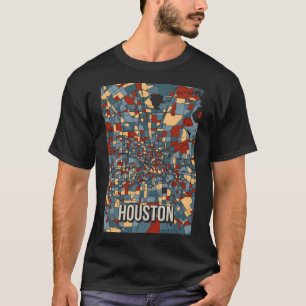 Houston Earthtone City Map - Farbenfrohe Abstrakte T-Shirt