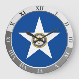 Houston flag Large Clock Große Wanduhr