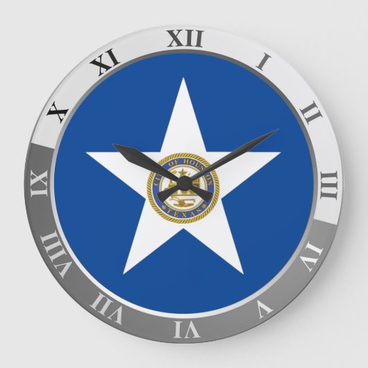 Houston flag Large Clock Große Wanduhr (Vorderseite)