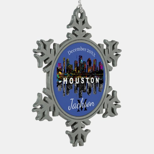 Houston in Graffiti Schneeflocken Zinn-Ornament (Links)