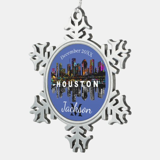 Houston in Graffiti Schneeflocken Zinn-Ornament (Rechts)