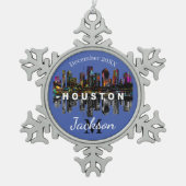Houston in Graffiti Schneeflocken Zinn-Ornament (Vorderseite)