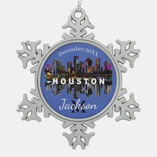 Houston in Graffiti Schneeflocken Zinn-Ornament (Vorderseite)