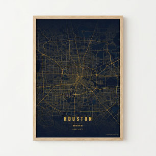 Houston Karte Druck Texas Stadt Poster Wandkunst G