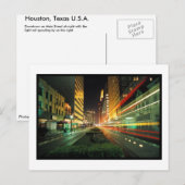 Houston Main Street in der Nacht Postkarte (Vorne/Hinten)