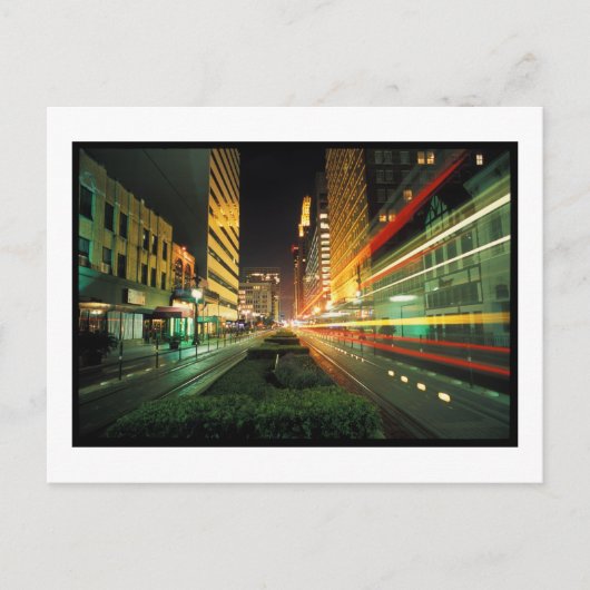 Houston Main Street in der Nacht Postkarte (Vorderseite)