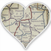 Houston Missouri Vintage Karte Aufkleber (Vorderseite)
