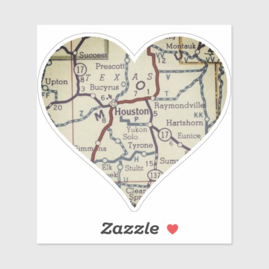 Houston Missouri Vintage Karte Aufkleber (Blatt)