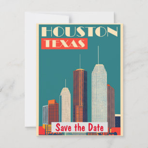 Houston moderne Skyline Türkis Einladung