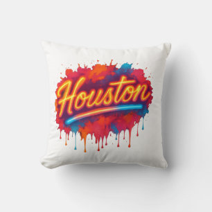 Houston Neon Street-Art Glow Kissen