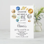 Houston Outer Space Einladung zum Geburtstag (Stehend Vorderseite)