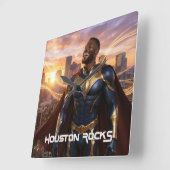 HOUSTON ROCKS - TEXAS QUADRATISCHE WANDUHR (Winkel)