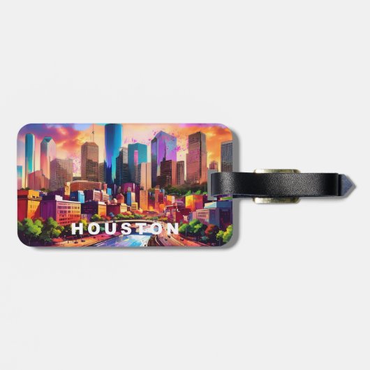 Houston Skyline Abstrakt Art Gepäckanhänger (Rückseite horizontal)
