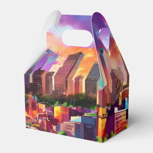 Houston Skyline Abstrakt Art Geschenkschachtel (Rückseite)