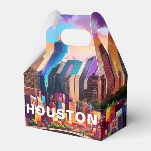 Houston Skyline Abstrakt Art Geschenkschachtel (Vorderseite)