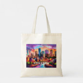 Houston Skyline Abstrakt Art Tragetasche (Rückseite)