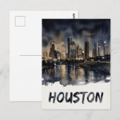 Houston Skyline Aquarell Postkarte (Vorne/Hinten)