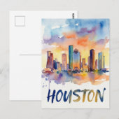 Houston Skyline Aquarell Postkarte (Vorne/Hinten)
