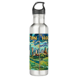 Houston Skyline Colorful Van Gogh Cityscape Edelstahlflasche