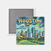 Houston Skyline Colorful Van Gogh Cityscape Magnet (Vorderseite/Rückseite)