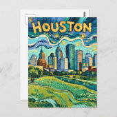 Houston Skyline Colorful Van Gogh Cityscape Postkarte (Vorne/Hinten)