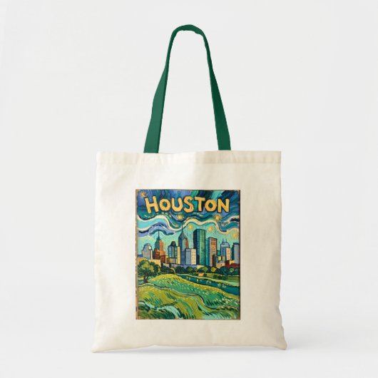 Houston Skyline Colorful Van Gogh Cityscape Tragetasche (Vorne)