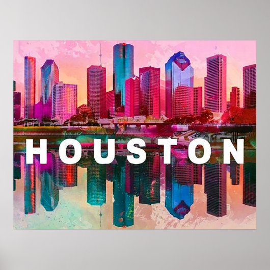 Houston Skyline Graffiti Art Poster (Vorne)