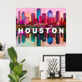 Houston Skyline Graffiti Art Poster (Heimbüro)