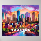 Houston Skyline Graffiti Art Poster (Vorne)