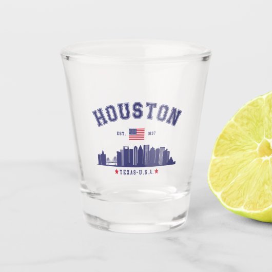 Houston Skyline in Modern Style Schnapsglas (Vorderseite)
