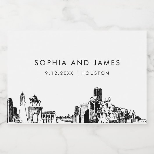 Houston Skyline Mini Schaumweinetikett (Einzelnes Label)