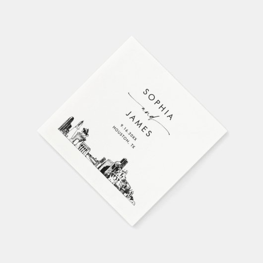 Houston Skyline Modern Wedding Cocktail Serviette (Ecke)