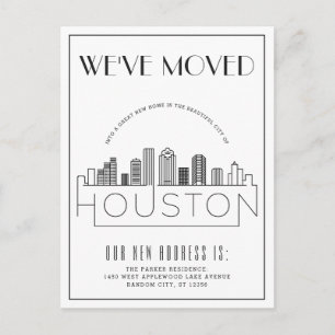Houston Skyline Moderne Deco Umzug Ankündigungspostkarte