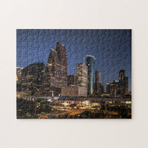 Houston Skyline   Nachtlicht und City Life Foto Puzzle