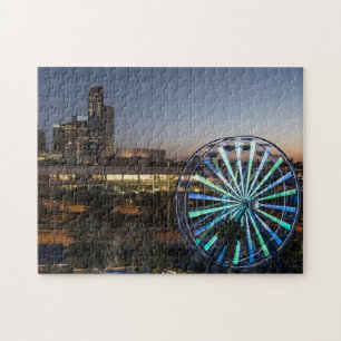 Houston Skyline   Night Lights Ferris Wheel Foto Puzzle