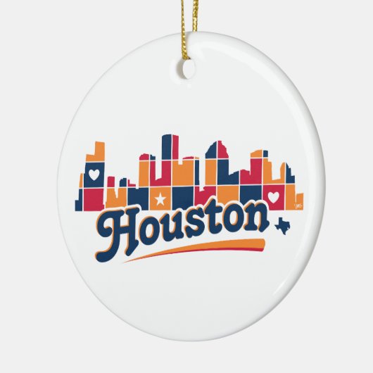 Houston Skyline Patchwork Keramik Ornament (Links)